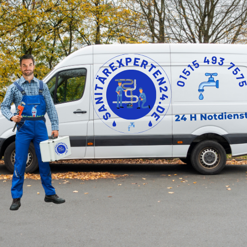 Modernes Firmenlogo für Sanitär in einfachem Stil mit Illustration in Kobaltblau und Weiß (3)